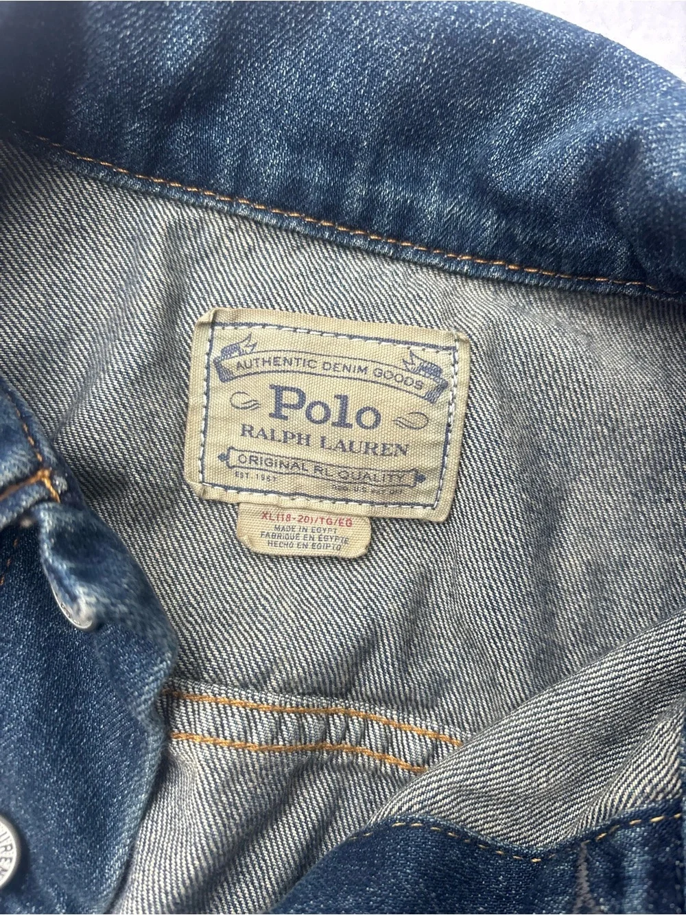 Ralph Lauren Dark Blue Denim Jacket with Flag Patch